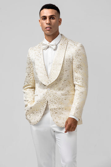 Elfenbensmønster Trykt Sjal Jakkeslag Herre Prom Blazer